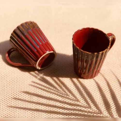 Set of 2 Ceramic Mug | Colour available- Jungle Green and Velvet Red