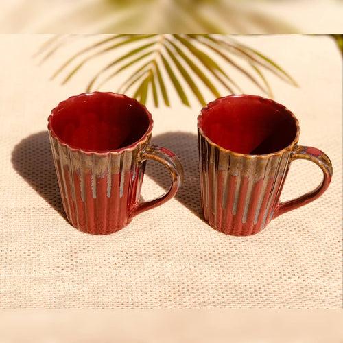 Set of 2 Ceramic Mug | Colour available- Jungle Green and Velvet Red