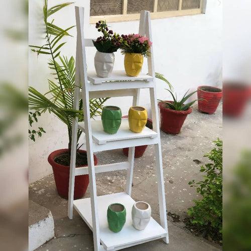 3D Face Planter | Table Planter | Ceramic pots Online | Set Of 2 | Available Colour- Green, Yellow and White  | Size:- 14CM X 11CM