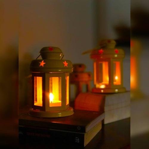 Set of 4 Lantern | Lantern Lamp | Decor Lanterns | Lanterns for Candles | Hanging Decorative lanterns | Colour- Yellow