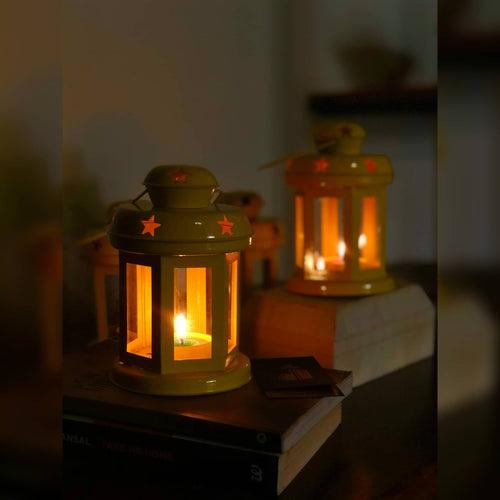 Set of 4 Lantern | Lantern Lamp | Decor Lanterns | Lanterns for Candles | Hanging Decorative lanterns | Colour- Yellow