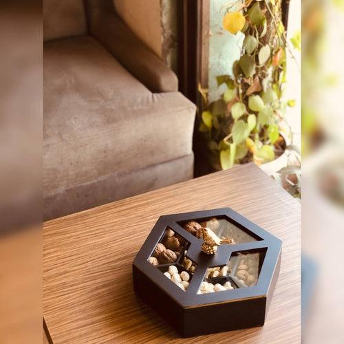 Mishty Wooden Tray & Royal Dry Fruit Black Box | Combo