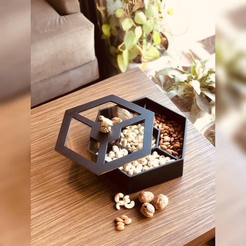 Mishty Wooden Tray & Royal Dry Fruit Black Box | Combo