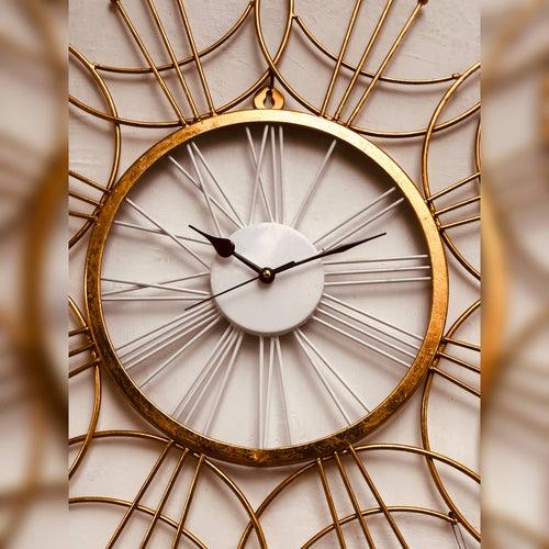 Golden & White Wall Clock | 25 Inch