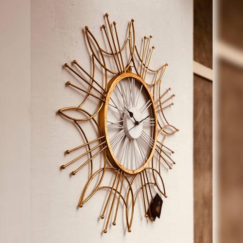 Golden & White Wall Clock | 25 Inch