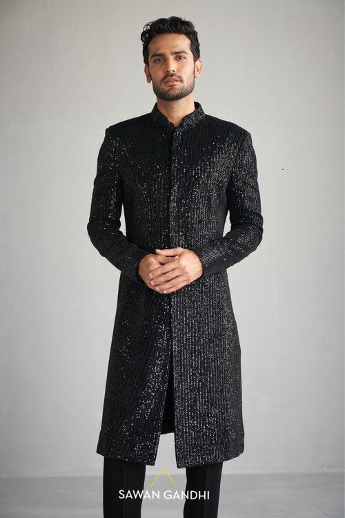 Black sequins sherwani