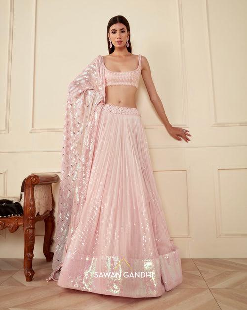 Baby pink unicorn sequins lehnga set