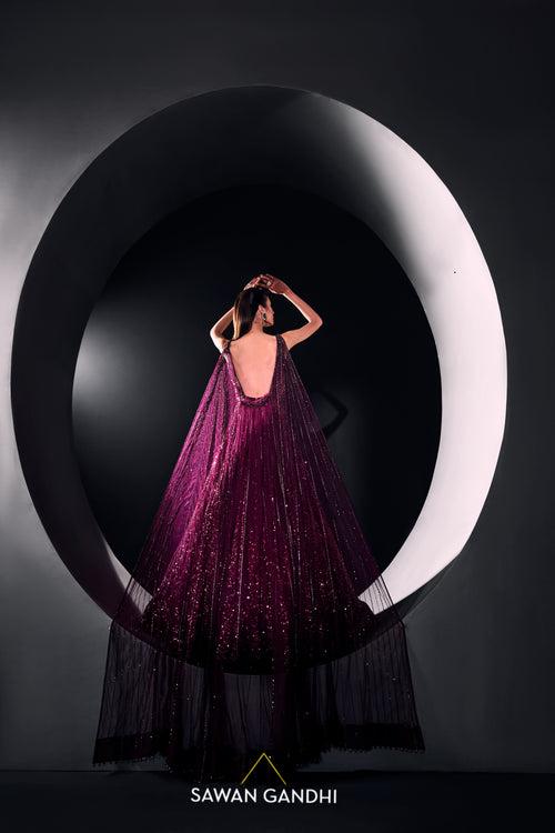 Wine sequins gown