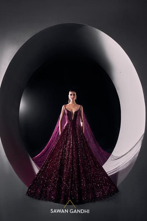 Wine sequins gown