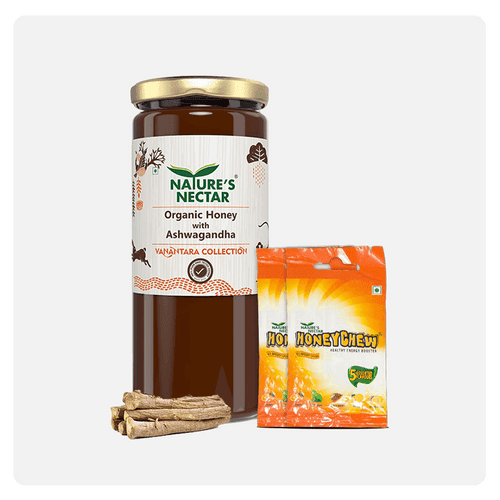 Organic Honey with Ashwagandha 325g + Honeychew Free