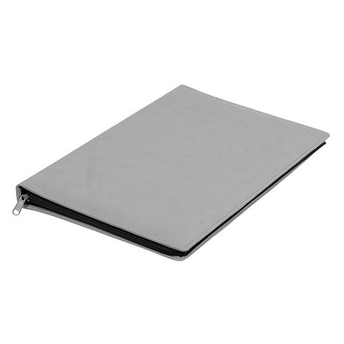 Zip-Up A4 Document Folder (Grey -  Smooth Leather)