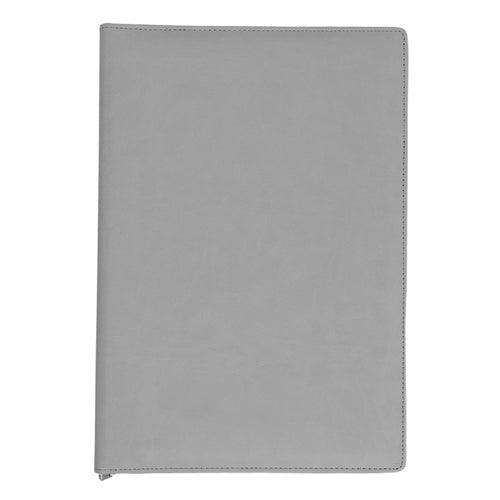 Zip-Up A4 Document Folder (Grey -  Smooth Leather)