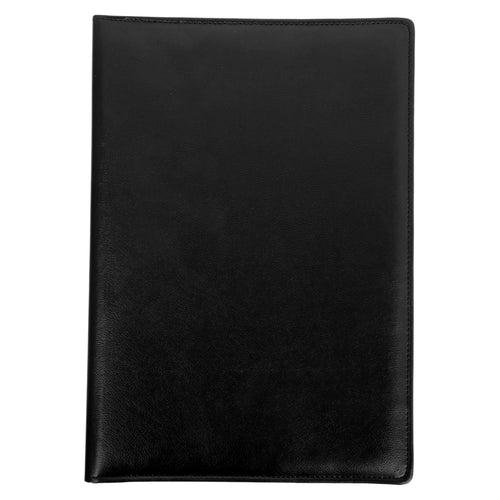 Zip-Up A4 Document Folder (Black -  Smooth Leather)