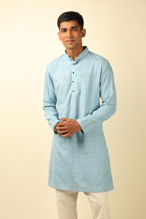 SKY BLUE CLASSIC KHADI KURTA