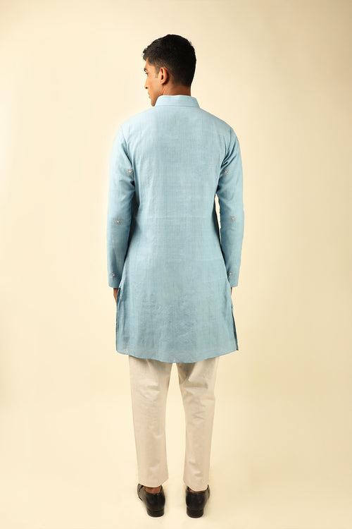 SKY BLUE CLASSIC KHADI KURTA