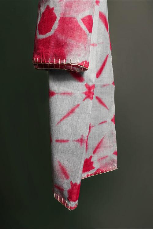 Baby blue fuchsia khadi stole