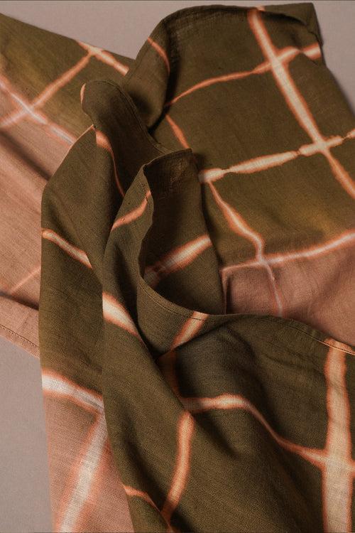 Olive ombre checks khadi stole