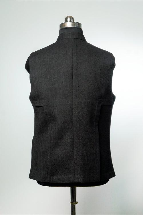 Black 3D panel Khadi Nehru Jacket