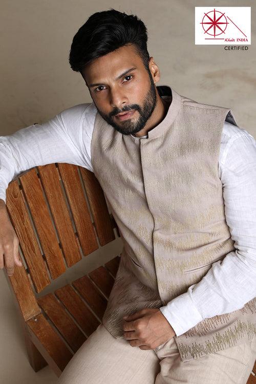 Ombre embroidered (khadi) nehru jacket