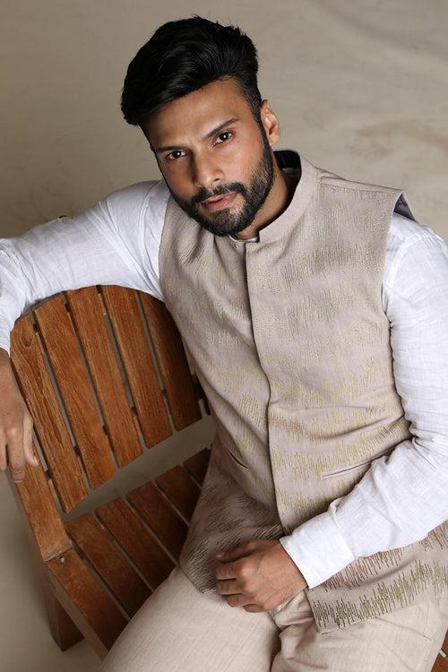 Ombre embroidered (khadi) nehru jacket