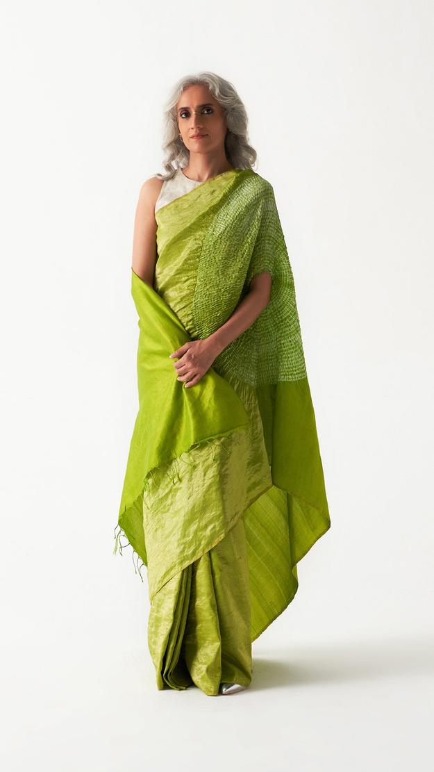 THE HANDSFREE SAREE - METALLIC GREEN