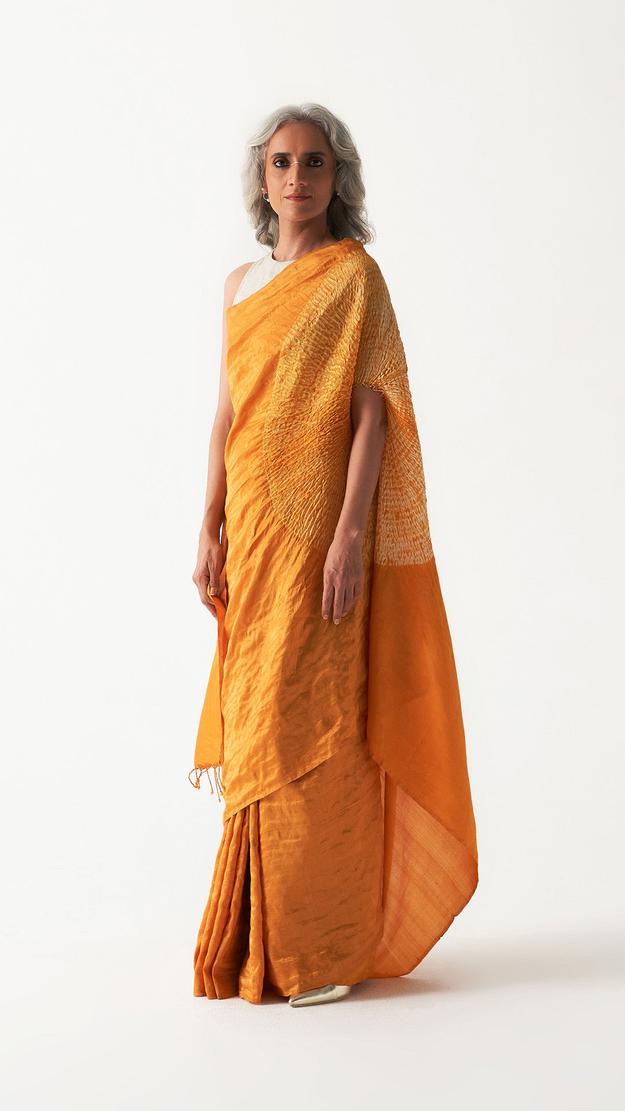 THE HANDSFREE SAREE - METALLIC YELLOW