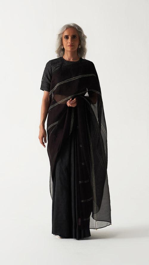 Surface Metal Saree - Black