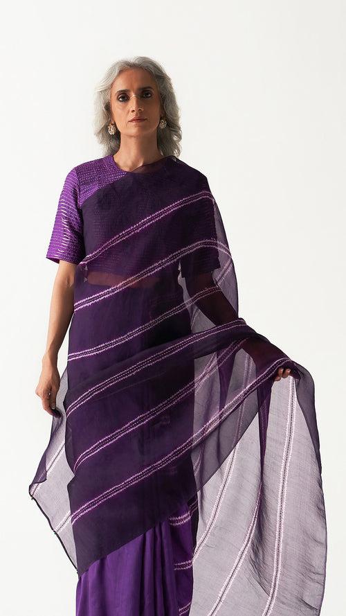 Surface Metal Saree - Purple