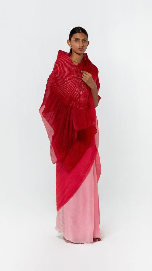 ORBIT ORGANZA SAREE - RED