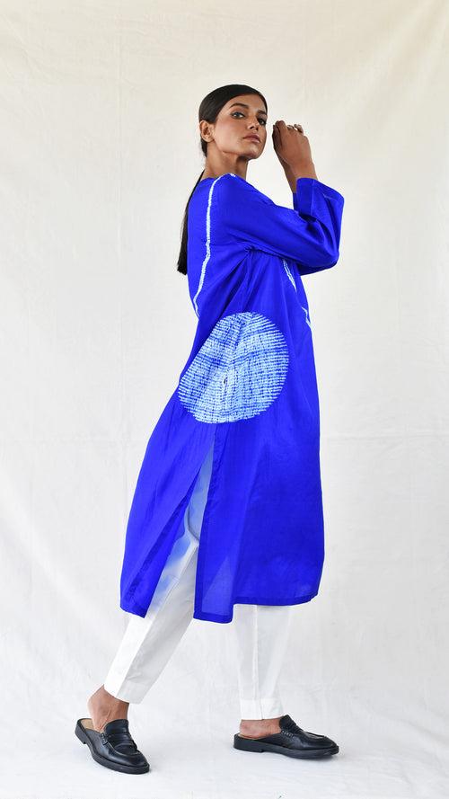 Royal blue Silk Shibori Kurta