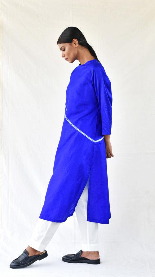 Royal blue Silk Shibori Kurta