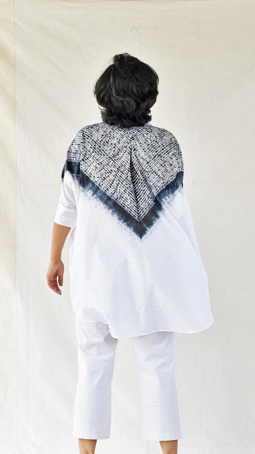 Black-white Silk Shibori Shirt