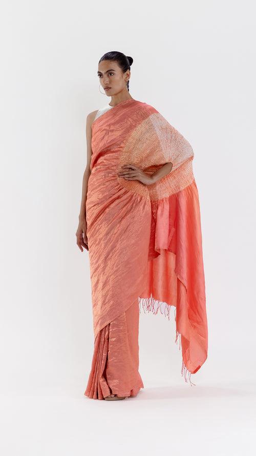 THE HANDSFREE SAREE - METALLIC PEACH