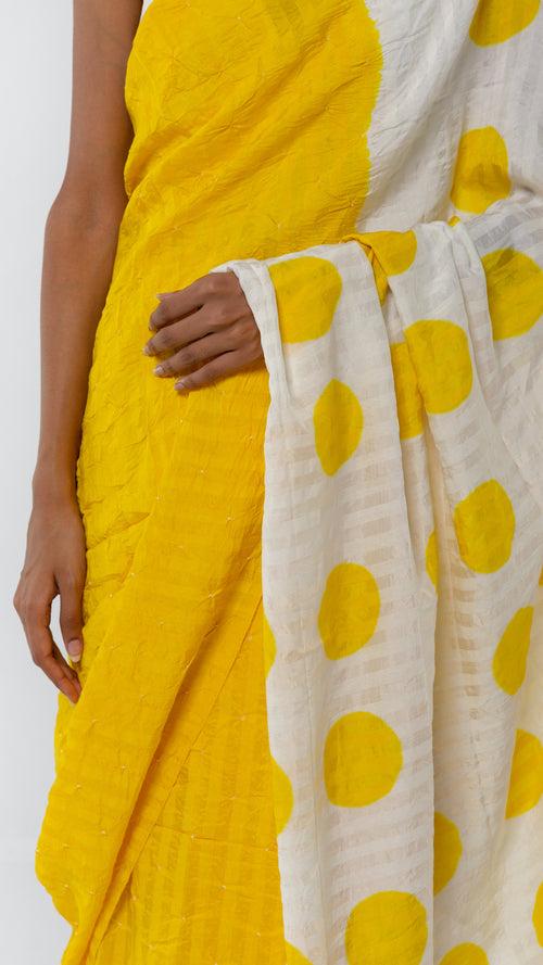 POLKA BANDHANI SAREE - CHROME