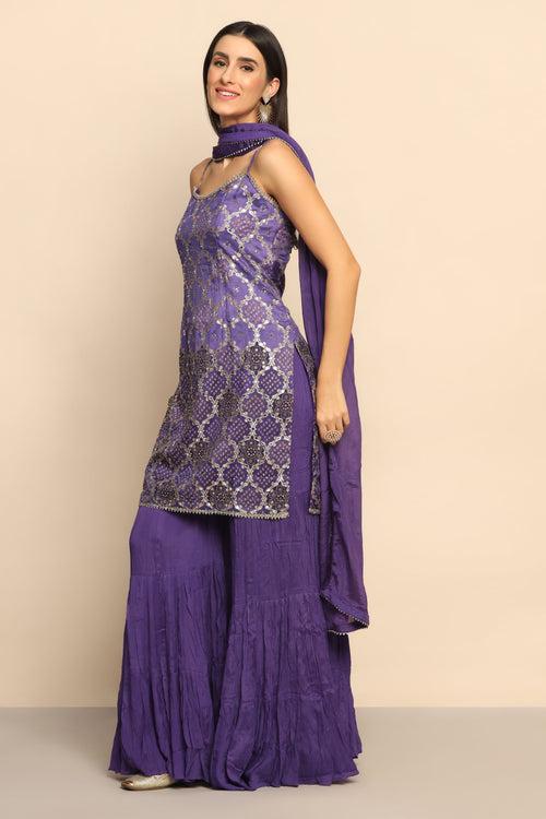 Elegant Purple Dress with Weaving Lace - Embrace Timeless Beauty