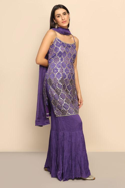 Elegant Purple Dress with Weaving Lace - Embrace Timeless Beauty