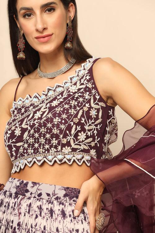 Enchanting Wine Sequins and Mirror Beads Lehenga - Perfect for Special Occasions