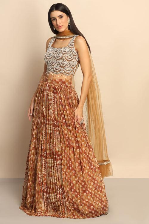 Exquisite Brown Poth Beads and Mirror Lehenga - Embrace Timeless Elegance