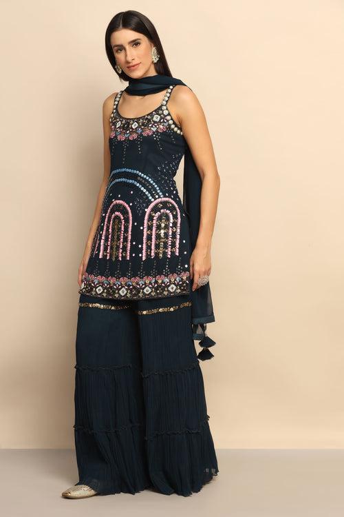 Glamorous Navy Blue Sequins and Poth Beads Lehenga - Unleash Your Inner Diva