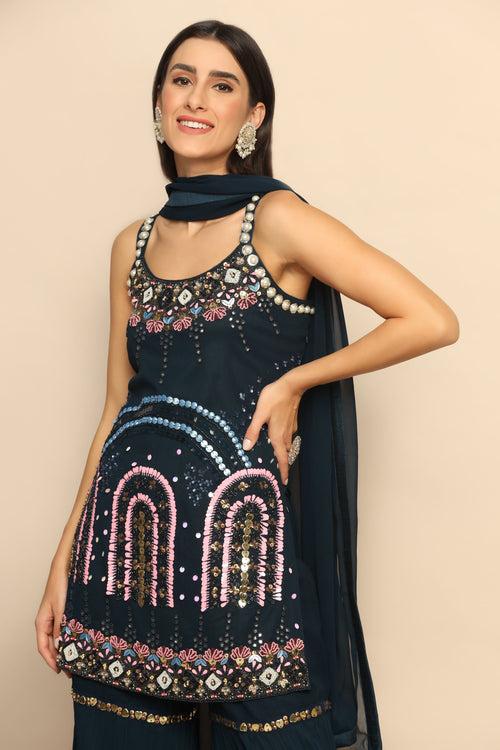 Glamorous Navy Blue Sequins and Poth Beads Lehenga - Unleash Your Inner Diva