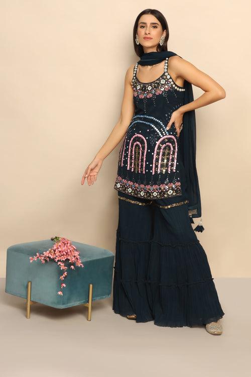 Glamorous Navy Blue Sequins and Poth Beads Lehenga - Unleash Your Inner Diva