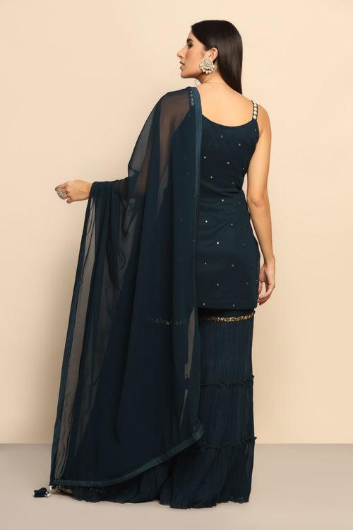 Glamorous Navy Blue Sequins and Poth Beads Lehenga - Unleash Your Inner Diva