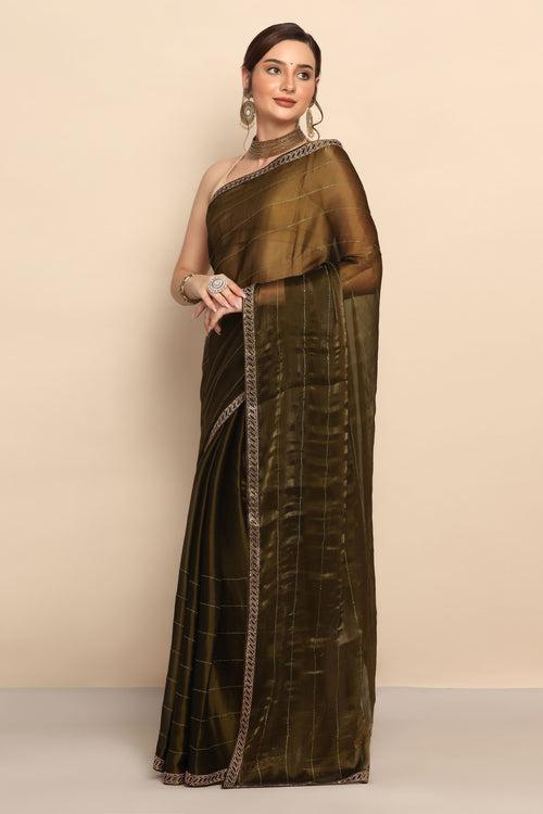 Timeless Grey Silk Saree with Intricate Floral Motif