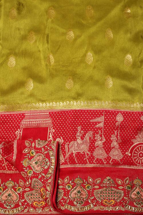 Enchanting Harmony: Green & Majenta Color Silk Blend Saree with Sequins & Thread Work