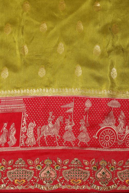 Enchanting Harmony: Green & Majenta Color Silk Blend Saree with Sequins & Thread Work