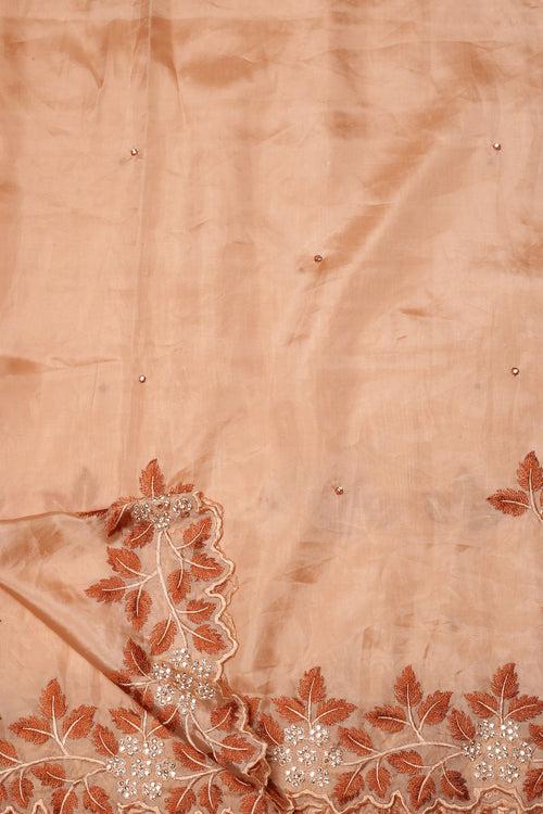 Graceful Peach Color Silk Saree with Exquisite Thread Work and Sequins