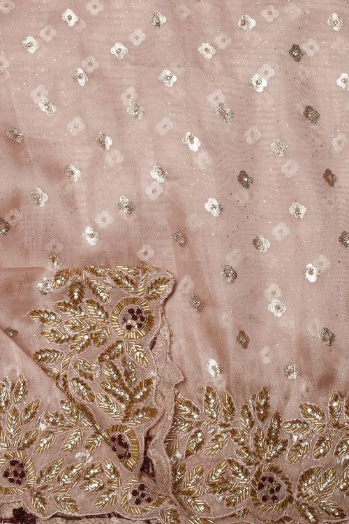 Exquisite Purple Net Saree with Thread Work and Sequins