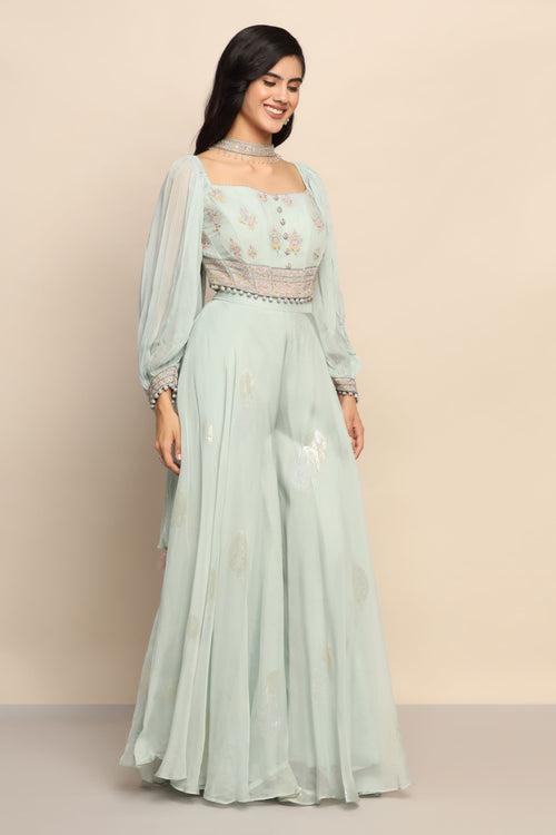 Enchanting Blue Color Dress with Mesmerizing Thread Work