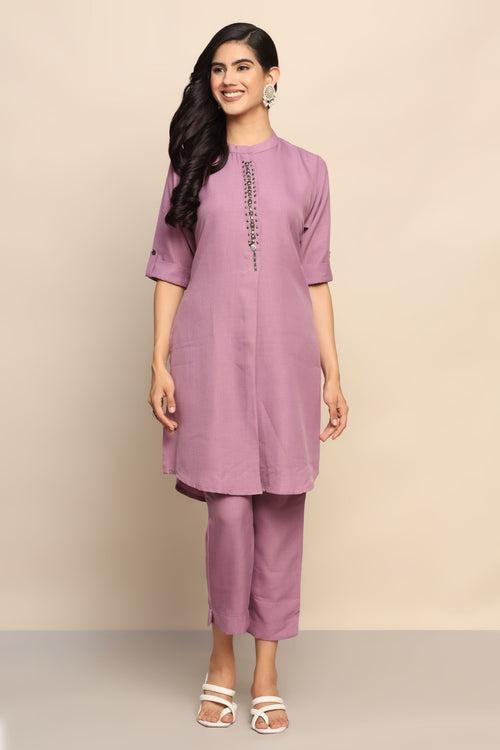 Elegant Purple Co-ord Set - Silk Blend | Shop Now"