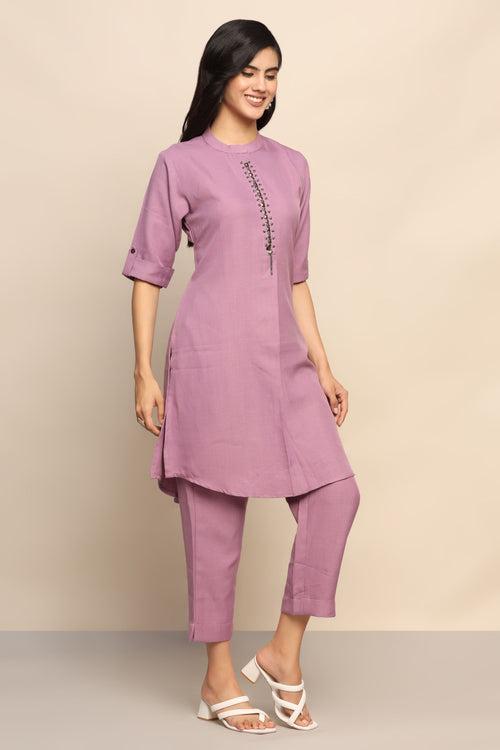 Elegant Purple Co-ord Set - Silk Blend | Shop Now"